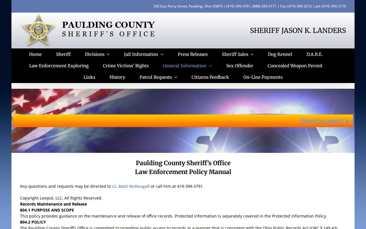 Paulding County released inmate record request page